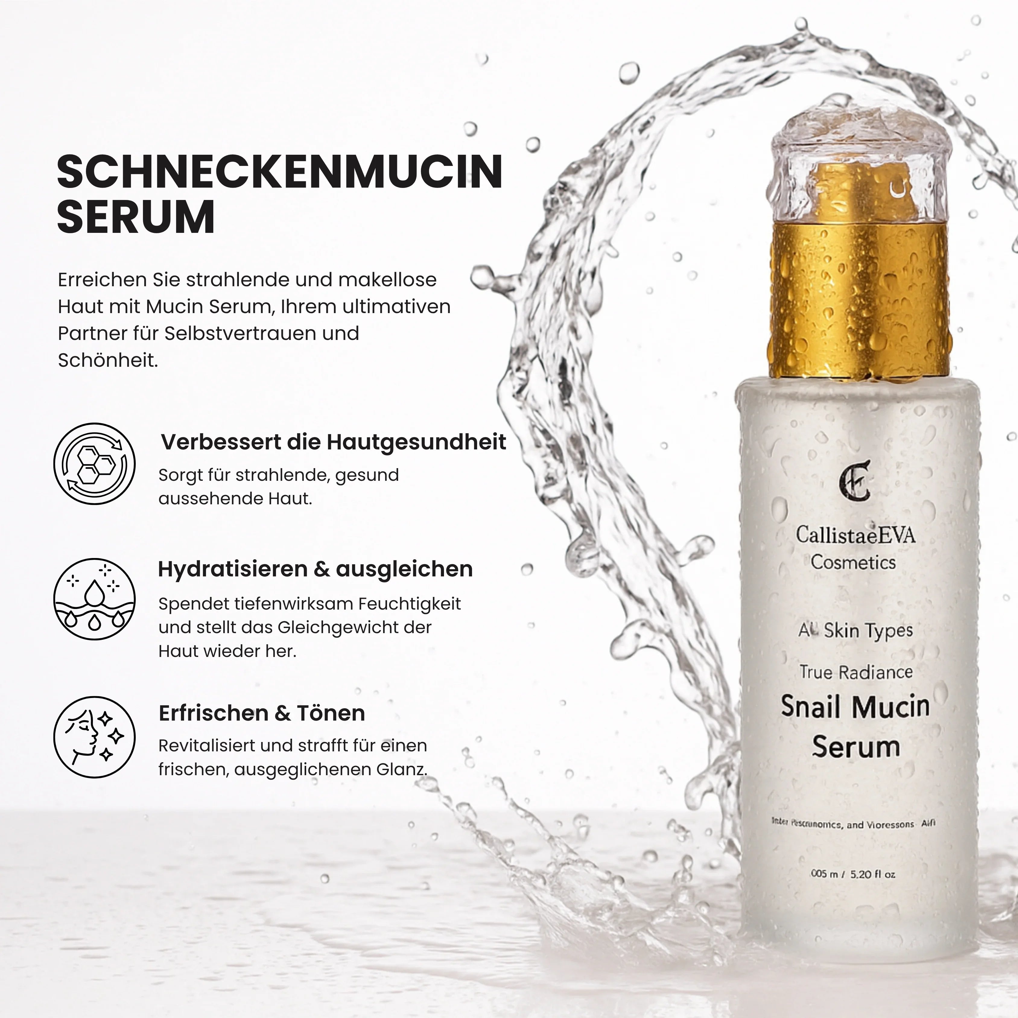 CallistaÉVA Snail Mucin Hydrating Face Serum - Niacinamide & Tranexamic Acid