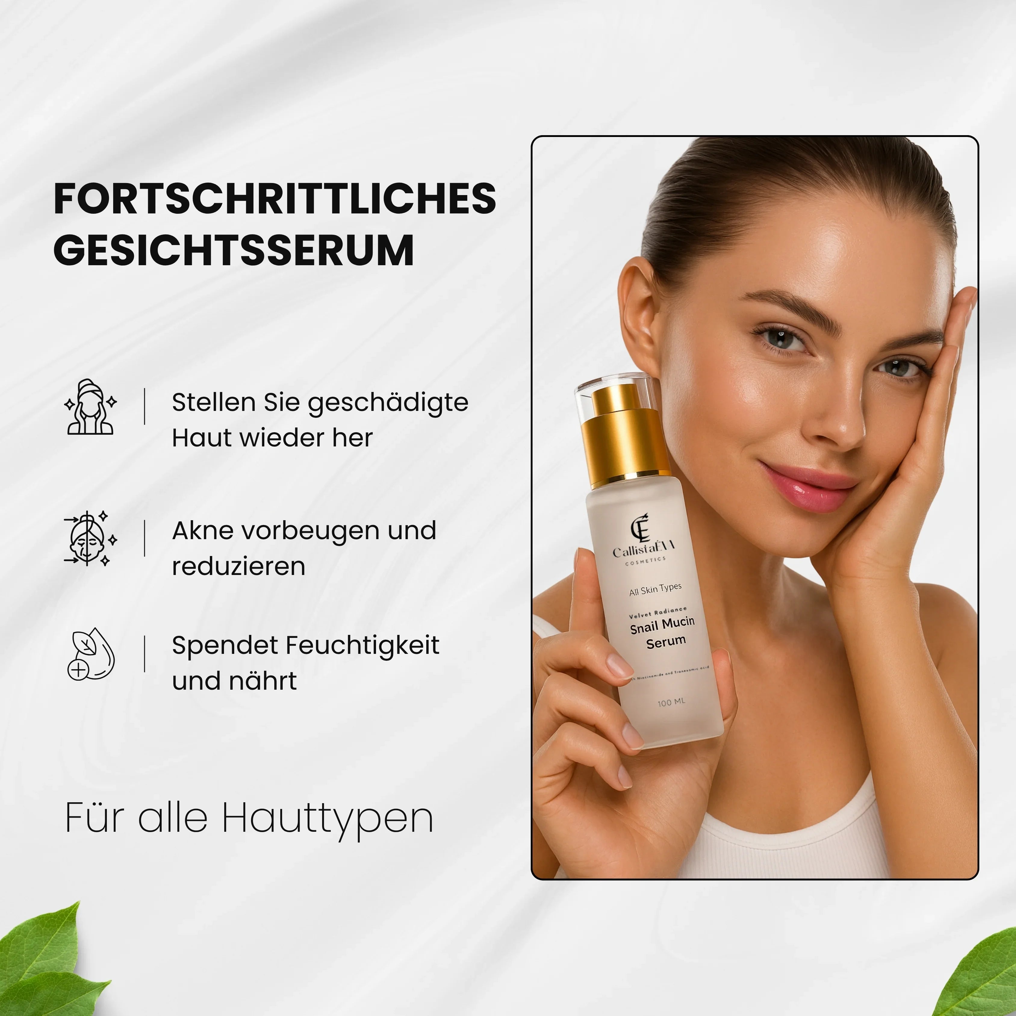 CallistaÉVA Snail Mucin Hydrating Face Serum - Niacinamide & Tranexamic Acid