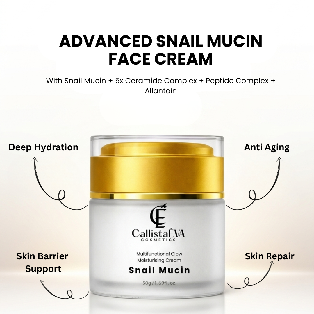 Snail Mucin Cream with Ceramides & Peptides – Hydrating Barrier Repair, Anti-Aging Moisturizer for All Skin Types - 50g