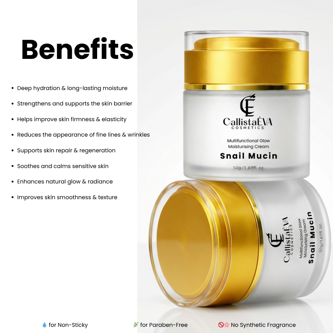 Snail Mucin Cream with Ceramides & Peptides – Hydrating Barrier Repair, Anti-Aging Moisturizer for All Skin Types - 50g