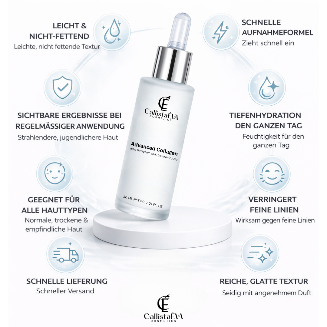 Advanced Collagen Boosting Serum with Hyaluronic Acid & Trylagen™ Peptides – Deep Hydration, Firming & Anti-Aging 30ML
