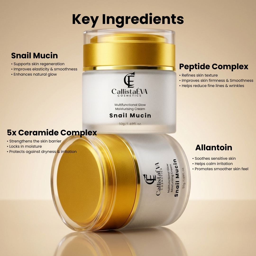 Snail Mucin Cream with Ceramides & Peptides – Hydrating Barrier Repair, Anti-Aging Moisturizer for All Skin Types - 50g