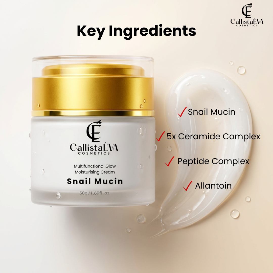 Snail Mucin Cream with Ceramides & Peptides – Hydrating Barrier Repair, Anti-Aging Moisturizer for All Skin Types - 50g