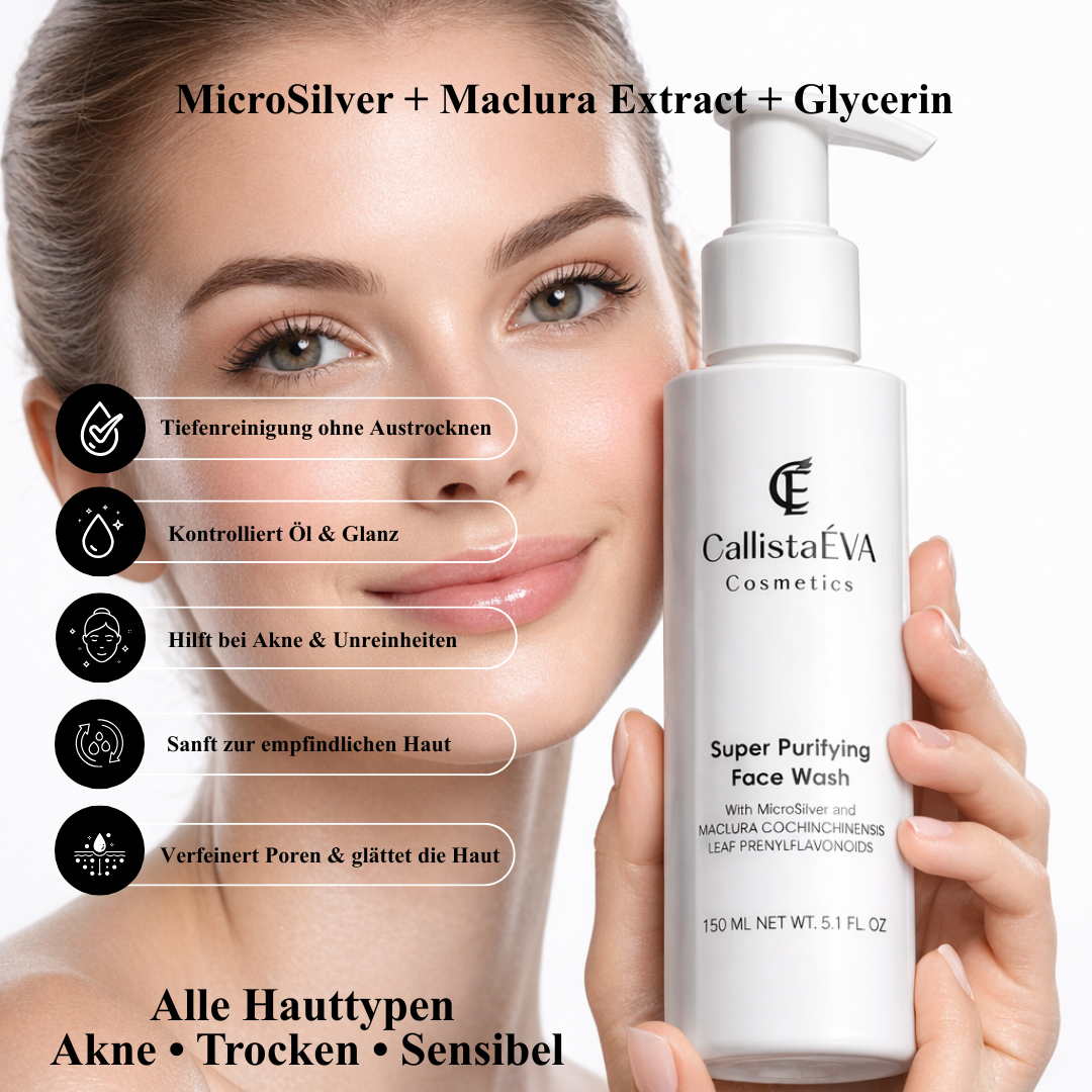 Super Purifying Face Wash – MicroSilver™ & Maclura Leaf for Impure, Oily, Acne-Prone Skin, & Sensitive Skin (150ml)